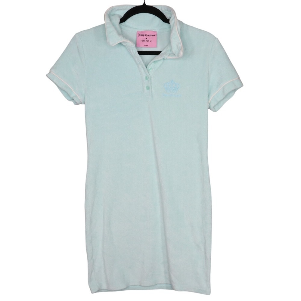 Juicy Couture x Forever 21 Shirt Dress Womens Medium Terry Mint Green Polo